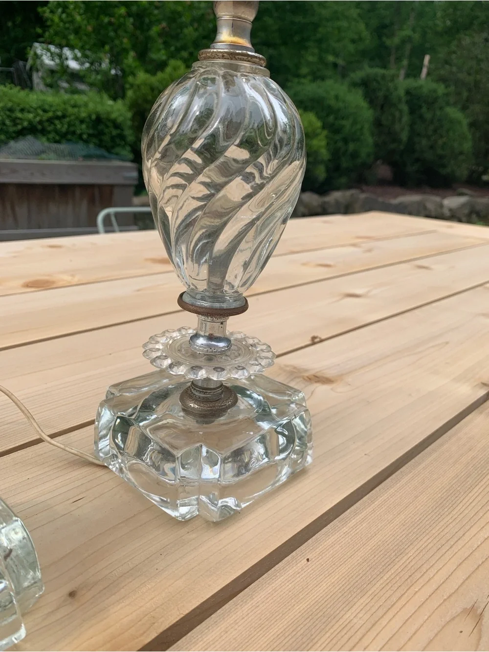Pair of Vintage Boudoir Lamps – Clear Swirl Design